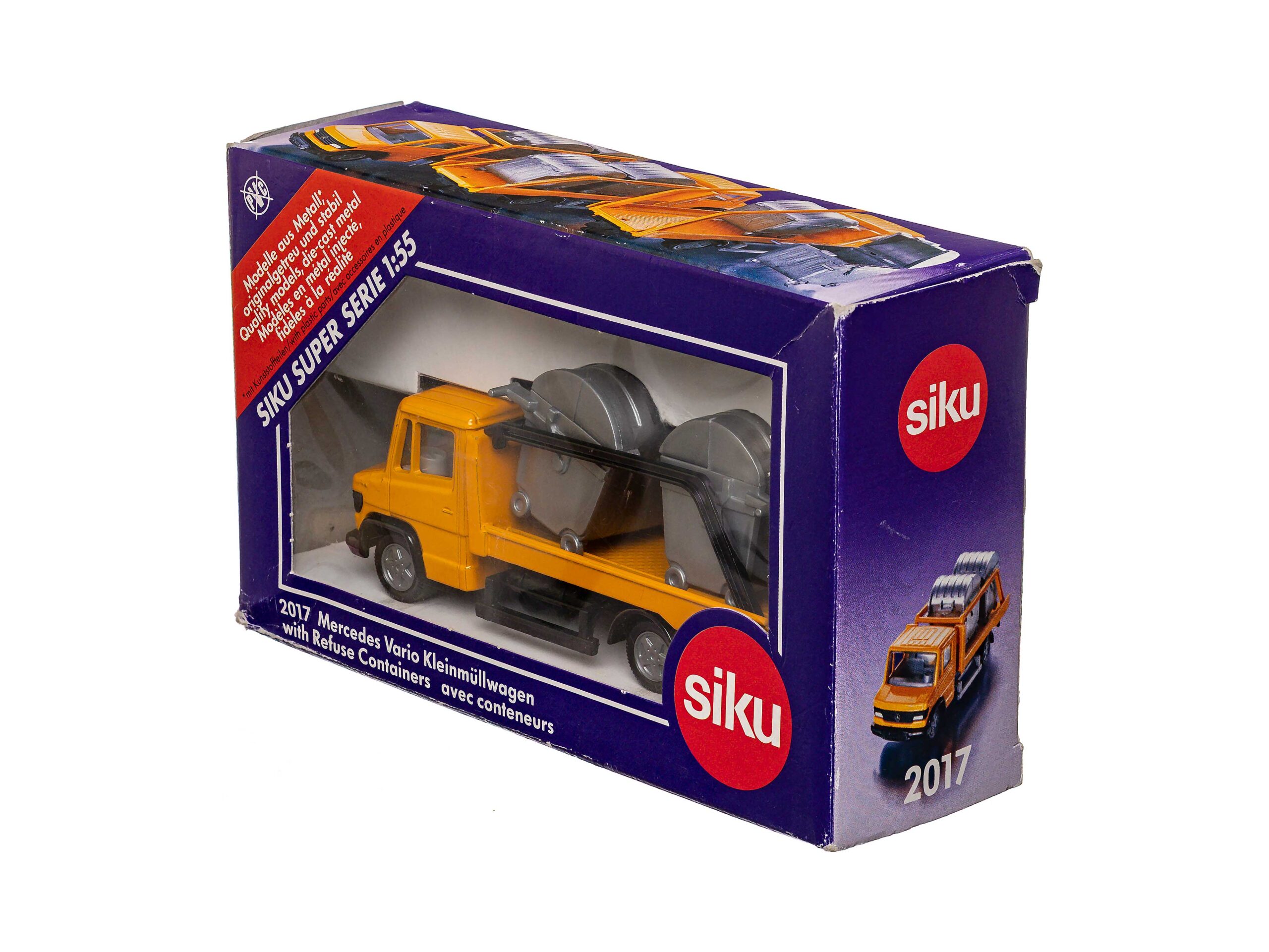 Siku 2017 Mercedes Vario Müllwagen mit 2 Mülltonnen 1:55 OVP